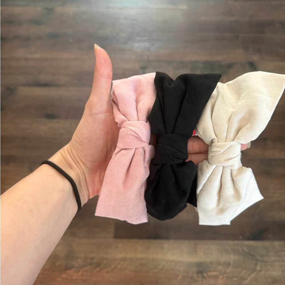 Claire's Pink, Black, and Cream Hair Bows